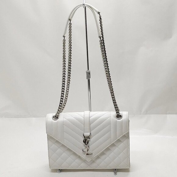 Yves Saint Laurent Shoulder Bag White Leather mon-1226-090825 - Picture 1 of 16